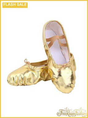 Ballet Dance Shoes Split-Sole PU Leather Slipper Flats for Dance